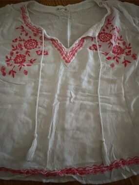 Spoiled Cream Textured Knit Top with Subtle Embroidery